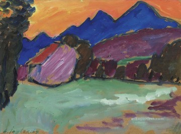 Alexey Petrovich Bogolyubov Painting - roter abend blaue berge 1910 Alexej von Jawlensky